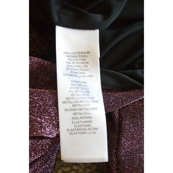 Adrianna Papell Purple One Shoulder Metallic Knit Draped Sheath Ball Gown Size 8 - Picture 8 of 9